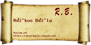 Rákos Béla névjegykártya